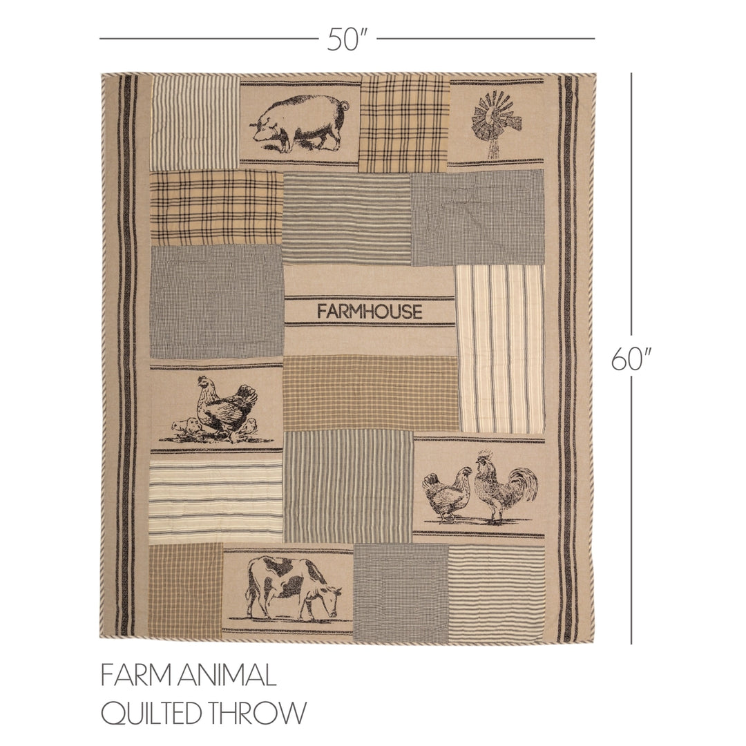 Charcoal Farm Animal Quilted Throw–Sawyer Mill