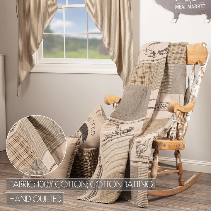 Charcoal Farm Animal Quilted Throw–Sawyer Mill