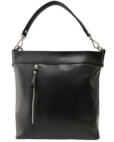 Italian Leather Shoulder Bag-Luxury Italian Bag-Front View with Zipper