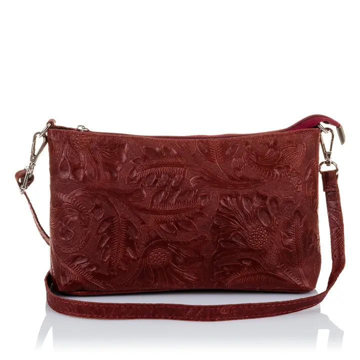 Engraved Small Italian Leather Bag Front