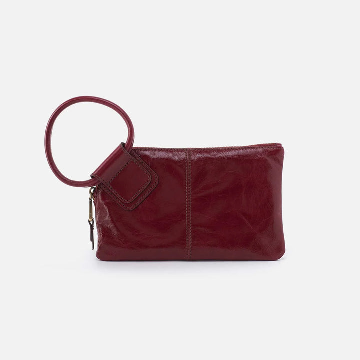 HOBO Sable Wristlet in Polished Saddleberry leather, front view