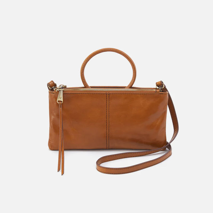 HOBO Sable Crossbody in Polished truffle leather, front view
