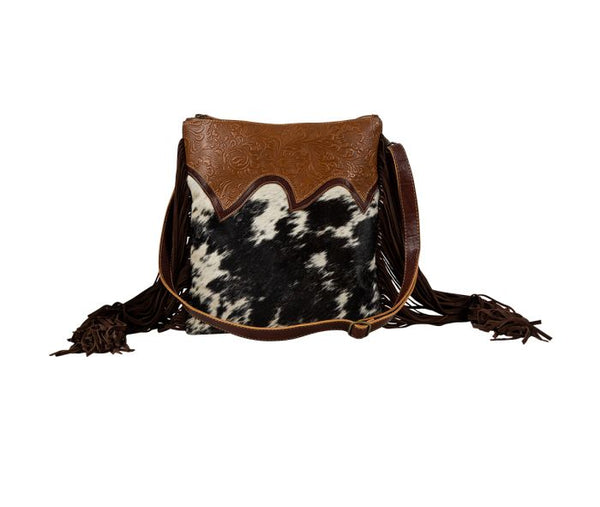 Cullom Trail Hair-on Hide Bucket Sling Bag in Black