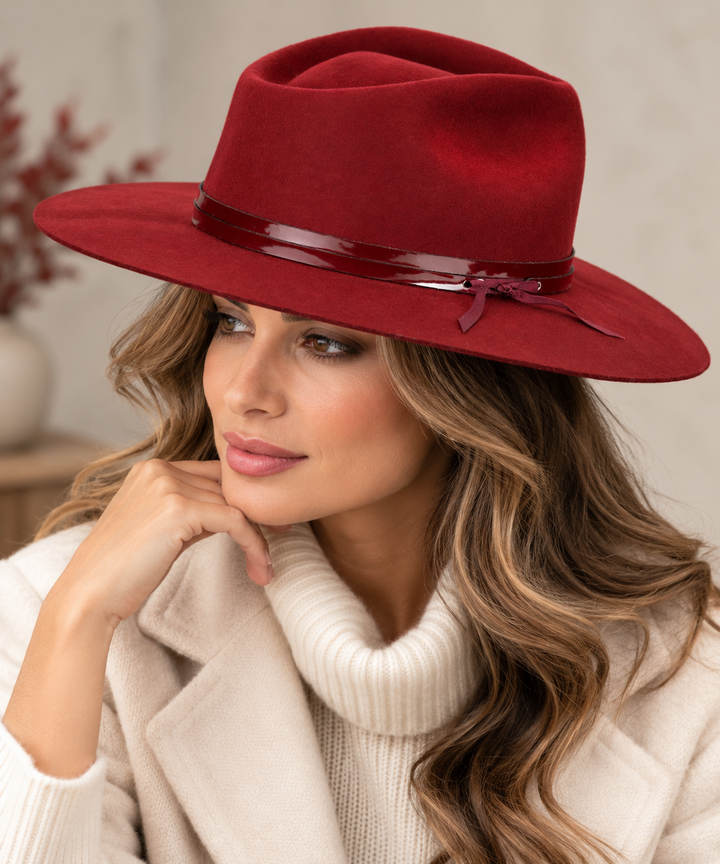 Giovannio Wynonna Wine Wool Fedora
