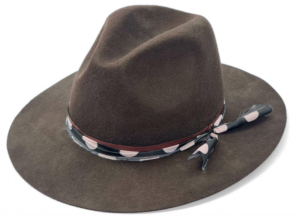 Giovannio Winnie Polka Dot Wool Felt Fedora-Brown