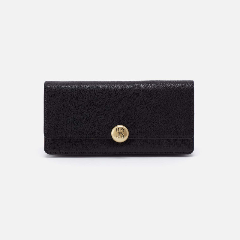 HOBO the Original Black Leather Luxury Wallet Front View