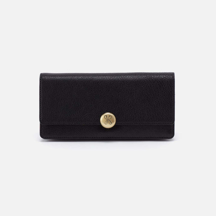 HOBO the Original Black Leather Luxury Wallet Front View