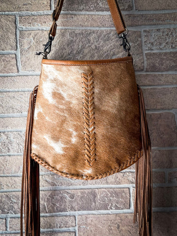 Edgy Cowhide Fringe Shoulder Bag