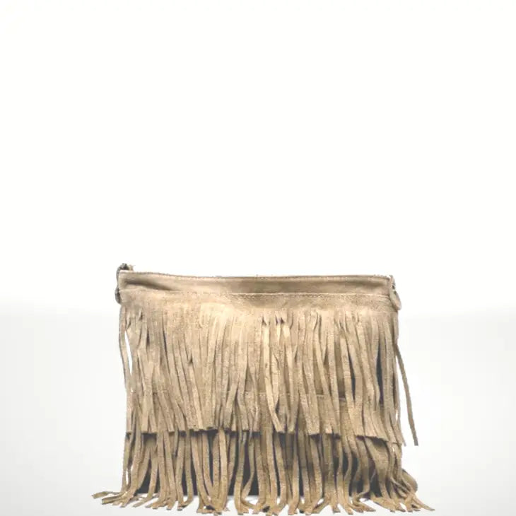 Italian Leather Fringe Shoulder Bag - BELLISIMA HANDBAGS USA