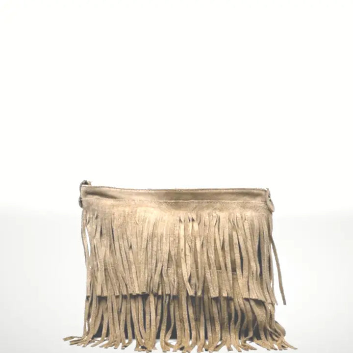 Italian Leather Fringe Shoulder Bag - BELLISIMA HANDBAGS USA