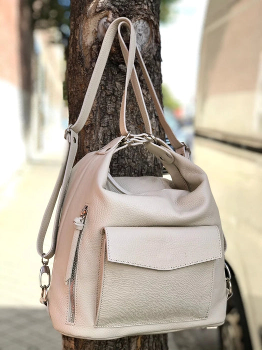 Luxury Italian Leather Bag-Convertible-Front View