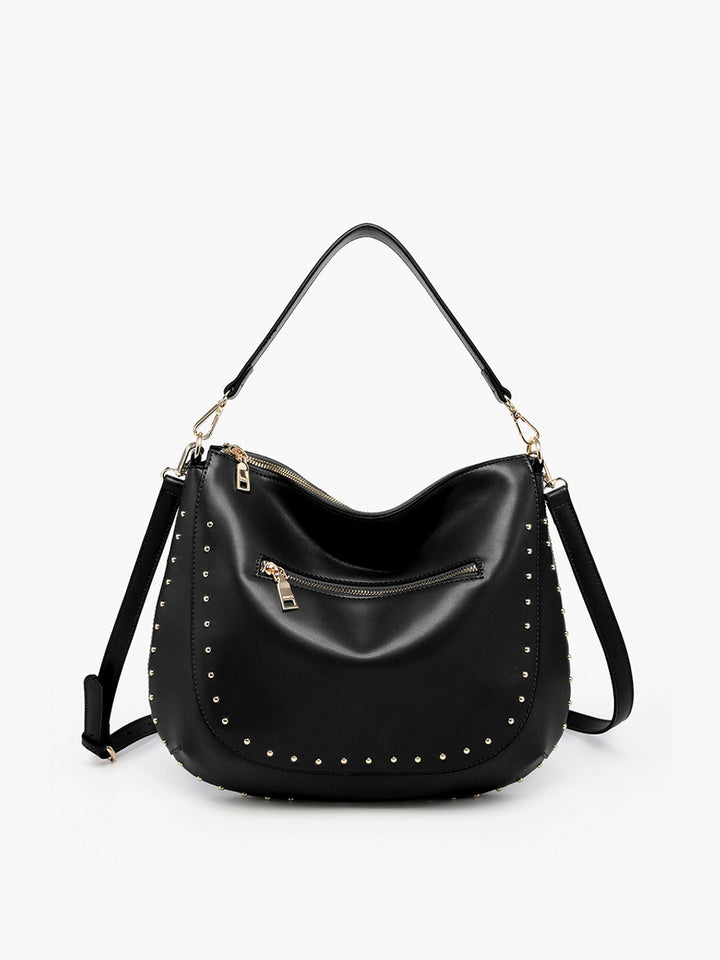 Aurelia Studded Hobo Shoulder Bag with Crossbody