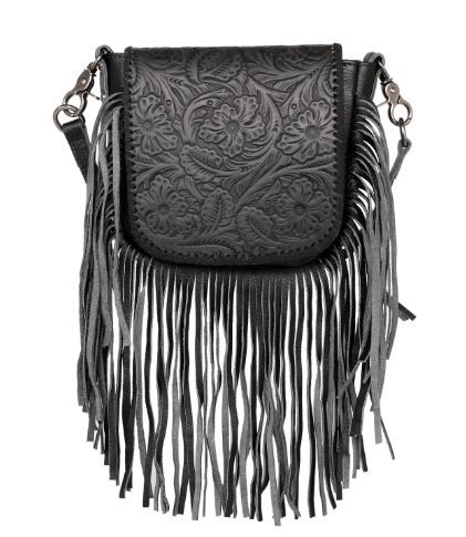 Floral Tooled Leather Crossbody - BELLISIMA HANDBAGS USA