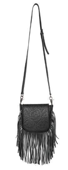 Floral Tooled Leather Crossbody - BELLISIMA HANDBAGS USA