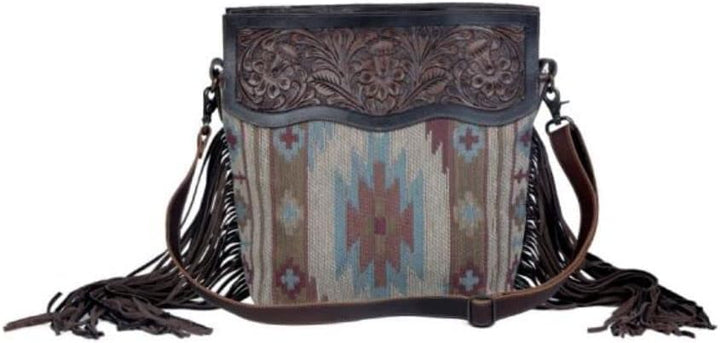 Mercury Tooled Leather Fringe Shoulder Bag