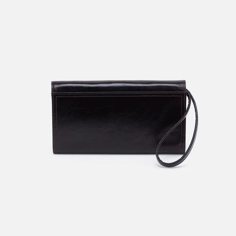 Back view of HOBO Romy Wallet Crossbody in black with rear slip pocket