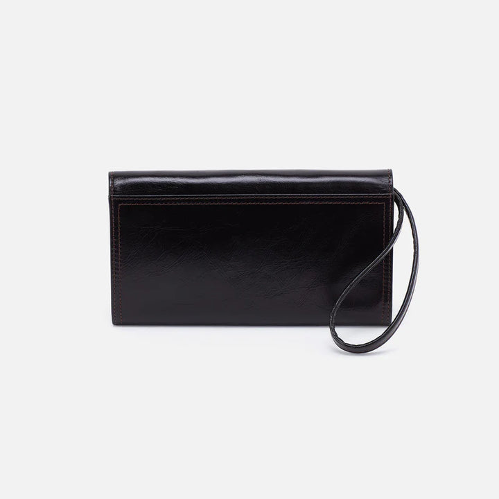 Back view of HOBO Romy Wallet Crossbody in black with rear slip pocket