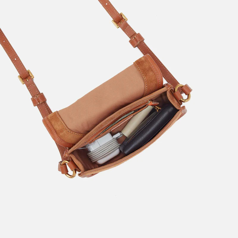 HOBO Kiva Small Crossbody | Suede Leather | Oak Barrel
