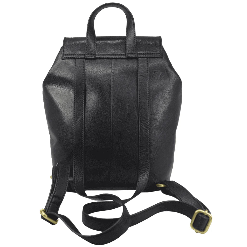 Full-Grain Black Leather Backpack