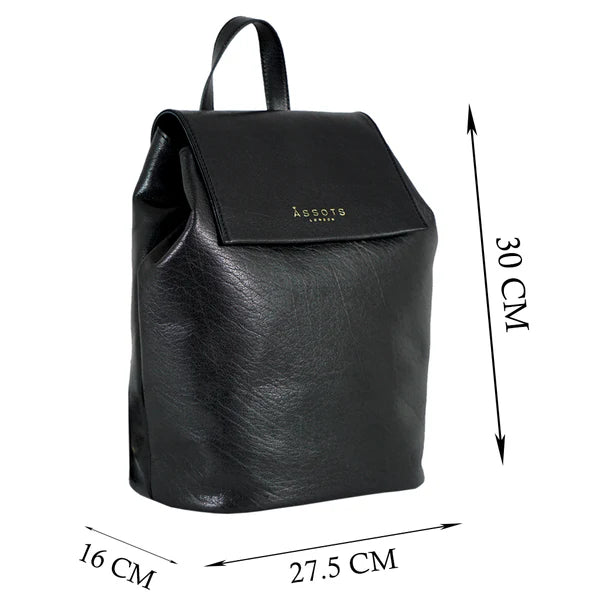 Full-Grain Black Leather Backpack