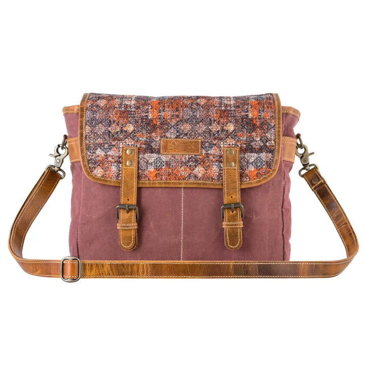 Leather & Canvas Sangria Shoulder Bag