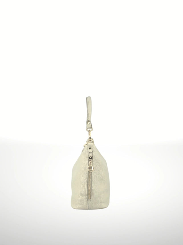 Side view of Istelia Italian leather Convertible shoulder and crossbody bag
