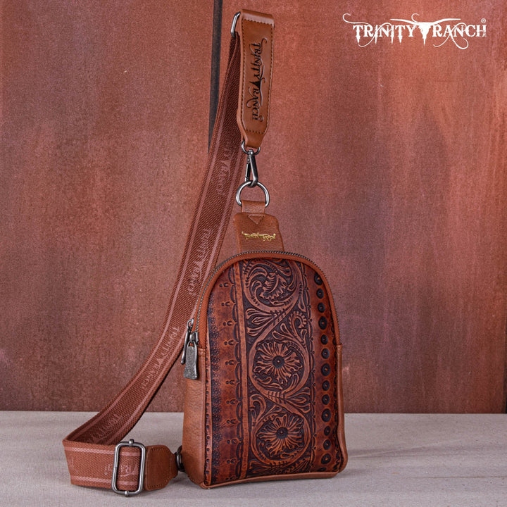 Trinity Ranch Floral Tooled Sling Bag