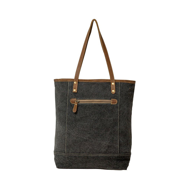 Myra Bag Sooty Specs Leather & Canvas Tote Bag