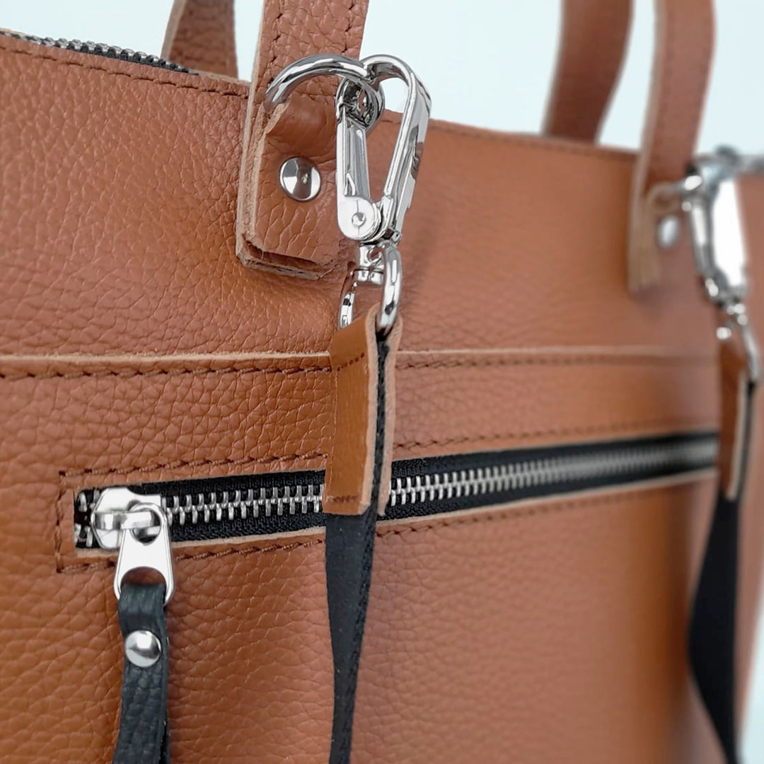 Close Up of Toni Tote Backpack Brown