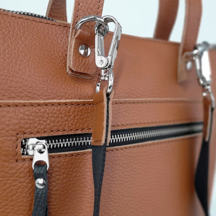 Close Up of Toni Tote Backpack Brown