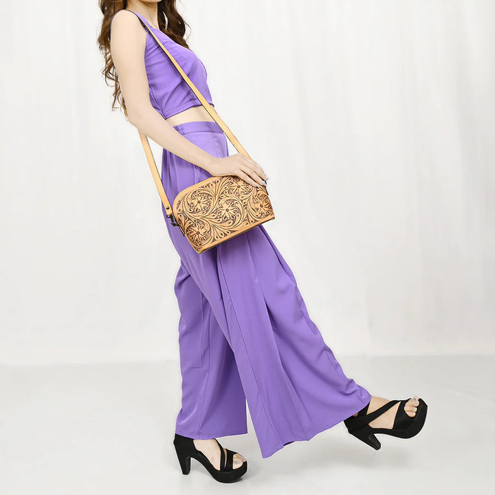 Tooled Leather Shoulder Bag