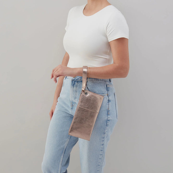 HOBO Vida Wristlet-Polished Leather | Cameo Quartz