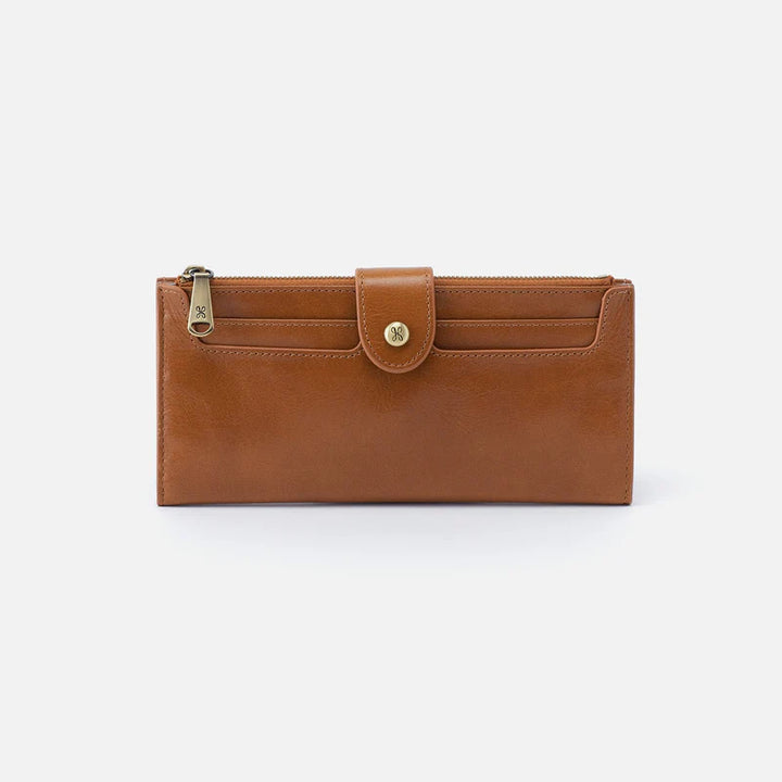 Truffle Leather Wallet by HOBO Dun Continental Front View 