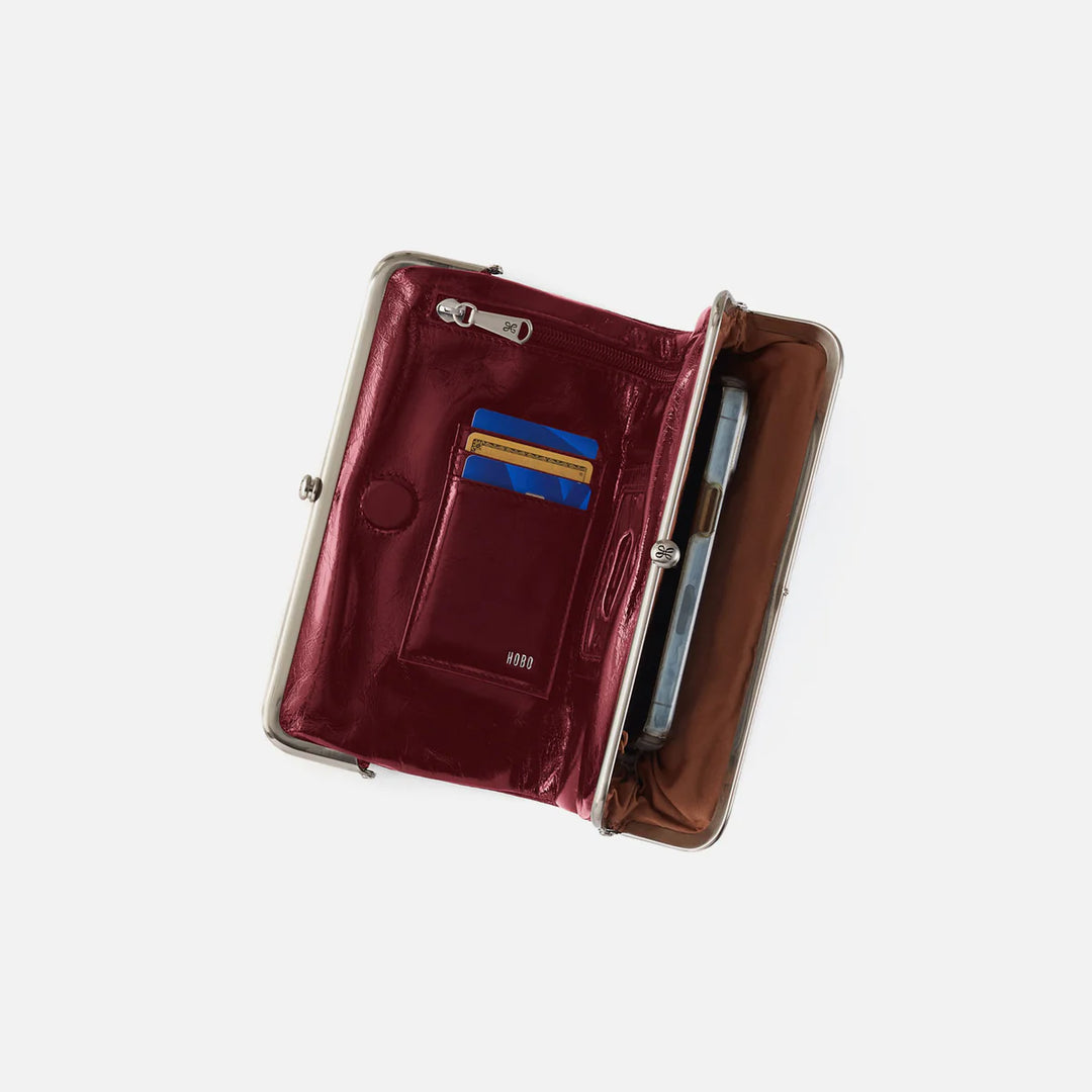 HOBO Lauren Clutch Wallet-Polished Leather-Saddleberry