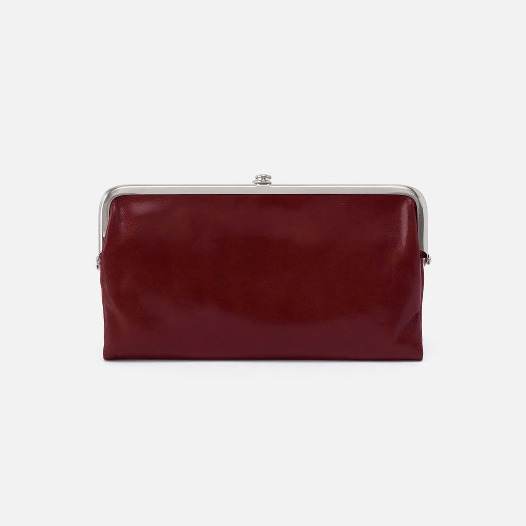 HOBO Lauren Clutch Wallet-Polished Leather-Saddleberry
