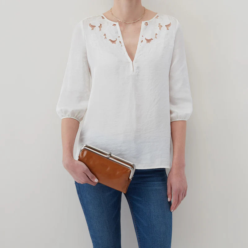 HOBO Lauren Clutch Wallet-Polished Leather-Truffle