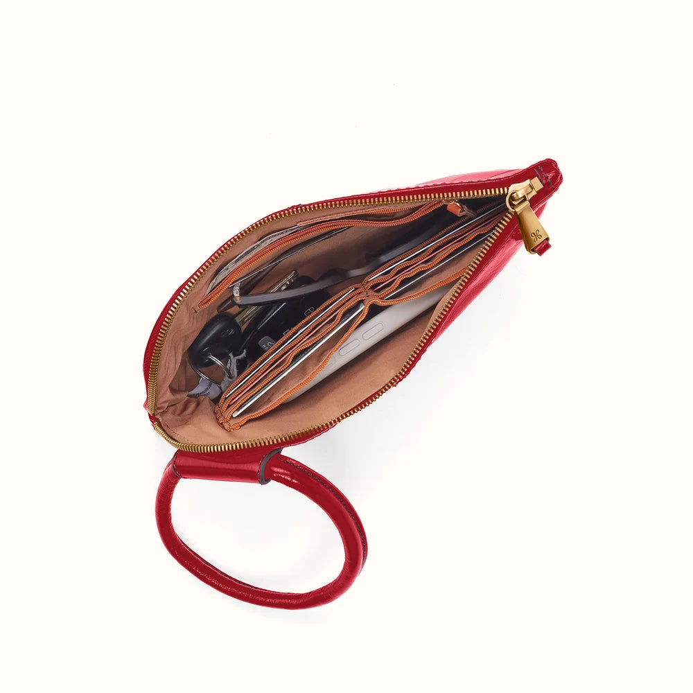 HOBO Sable Leather Wristlet & Clutch - True Red