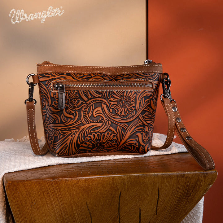 Wrangler Hair On Tooled Leather Crossbody