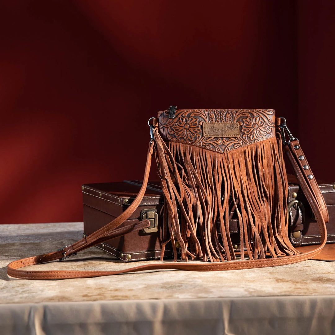 Wrangler Floral Fringe Embossed Crossbody