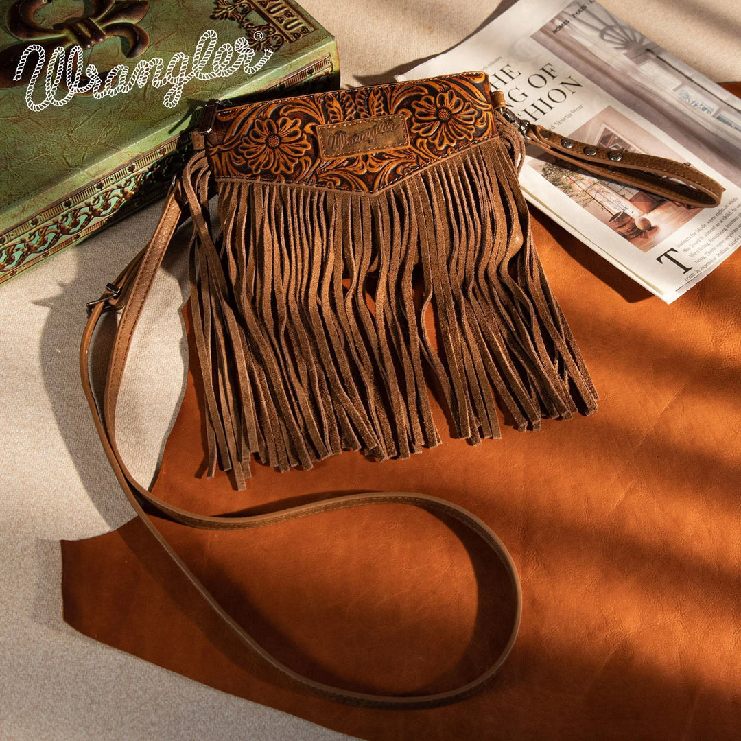 Wrangler Floral Fringe Embossed Crossbody