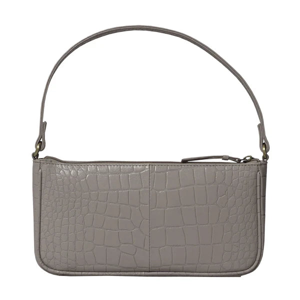 Baguette Gray Textured Handbag