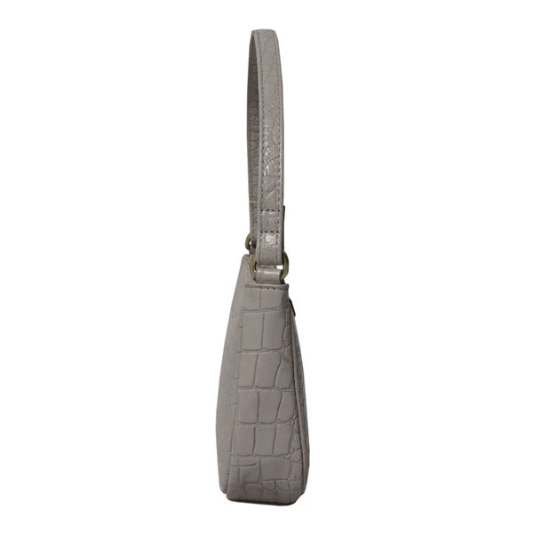 Baguette Gray Textured Handbag