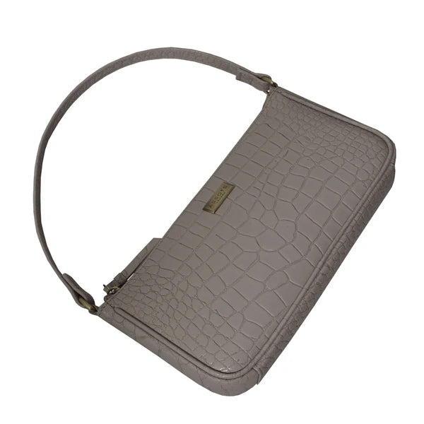 Baguette Gray Textured Handbag