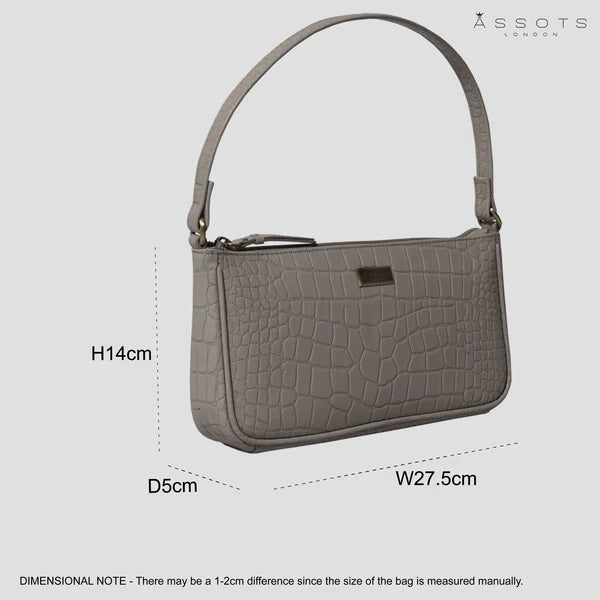 Baguette Gray Textured Handbag