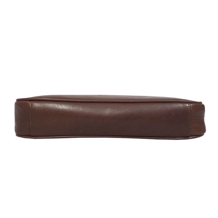 Zara Baguette Genuine Leather Shoulder Bag – Soft Polished Brown