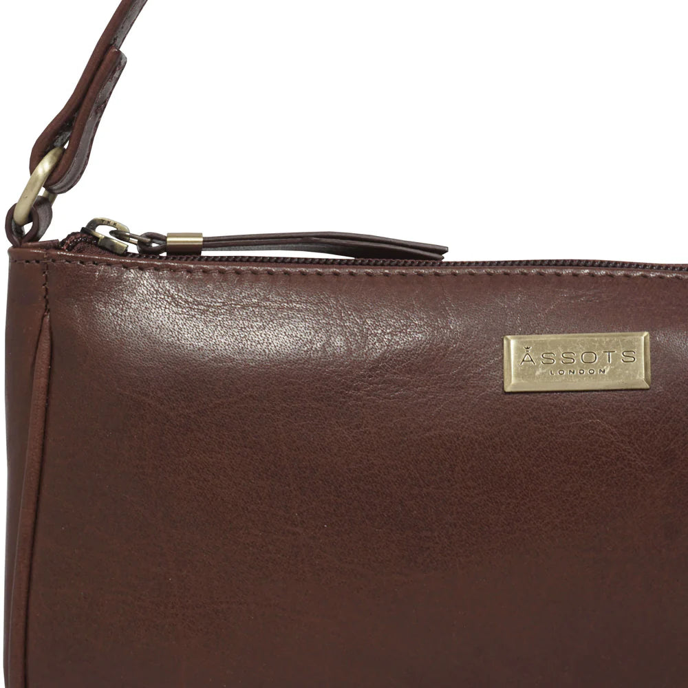 Zara Baguette Genuine Leather Shoulder Bag – Soft Polished Brown