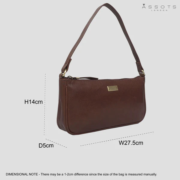 Zara Baguette Genuine Leather Shoulder Bag – Soft Polished Brown