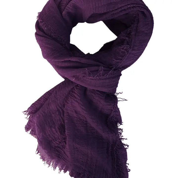 Boho Handwoven Cotton Scarf-Plum