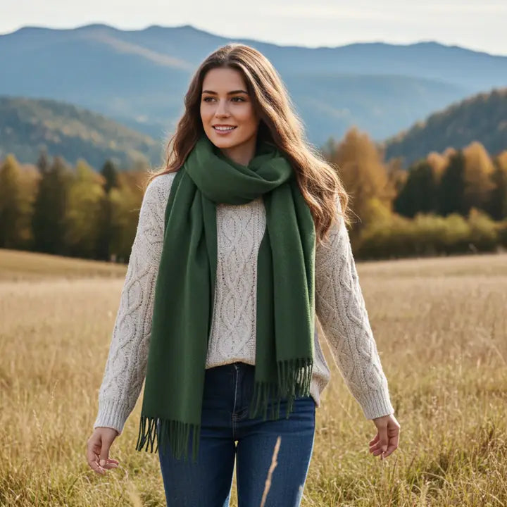 Alpaca Handwoven Scarf-Pistachio
