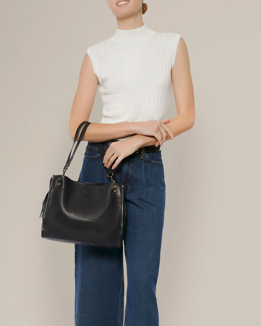 Lenox Triple Entry Satchel Handbag | 100% Genuine USA Leather